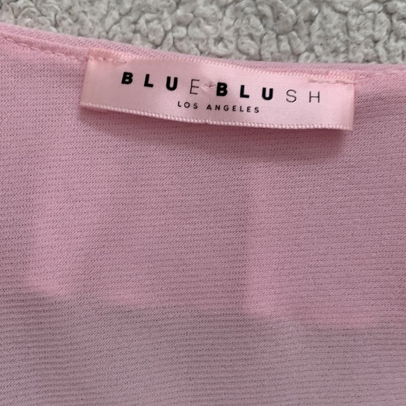 Blue Blush | Pink Tie Front Ruffle Top - Picture 4 of 5